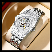 Montre automatique de haute qualité avec boîtier et bracelet en acier inoxydable, montre mécanique squelette de luxe pour homme, sport et affaires