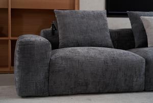 طقم أريكة مقطعية مخملية قابلة للضغط بتفريغ الهواء باللون الرمادي الداكن بتصميم كلاسيكي، أثاث غرفة المعيشة - Product Image 2