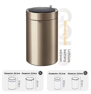 Stainless Steel Sensor Smart Modern <b>Battery</b> Powered Waste Bin Automatic Trash Can Standing Indoor Kitchen Office - Product Image 2