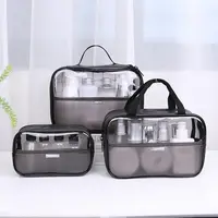 Şeffaf makyaj çantaları, su geçirmez PVC fermuar kolu ile taşınabilir seyahat kozmetik düzenleyici çanta