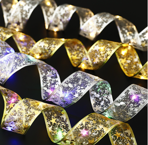 新しいデザインの銅線LEDフェアリーライトリボンシルクストリングライトギフトボックスクリスマスツリーデコレーションの装飾 - Product Image 3