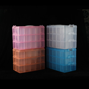Extra <b>Large</b> Three Layer Transparent Plastic Storage Box With Lid For Home Office Desk Organization Blue Rectangle Standing Type - Product Image 3