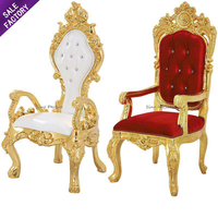 Chaises de luxe de roi et de reine de mariage d'événement royal de luxe d'or de vente pour des mariés