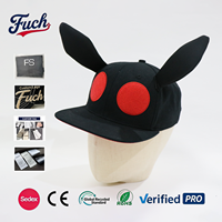 Casquette de baseball personnalisée avec oreilles de lapin 3D, casquette snapback ajustable, casquette snapback élégante en coton à visière plate pour le streetwear et les cadeaux de fête