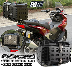 45L Motorrad-Topcase Schwarz-Grün Wasserdichte Gepäckbox mit Schutzabdeckung Roller Abenteuer Universal - Product Image 2