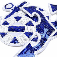 Patch brodé à sequins Ancre Nautique, thermocollant, style marin océanique, pour décoration de vêtements DIY
