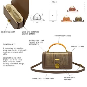 Bolsos <span class=keywords><strong>de</strong></span> diseñador <span class=keywords><strong>de</strong></span> mujer <span class=keywords><strong>de</strong></span> piel auténtica hechos a mano personalizados al <span class=keywords><strong>por</strong></span> <span class=keywords><strong>mayor</strong></span> con cierre giratorio <span class=keywords><strong>de</strong></span> corcho <span class=keywords><strong>de</strong></span> cerezo mango <span class=keywords><strong>de</strong></span> <span class=keywords><strong>madera</strong></span> maciza - Product Image 2