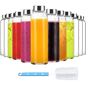 Bình nước thủy tinh tròn, dung tích 24 oz, có thể tái sử dụng, kèm nắp tre, bán sỉ - Product Image 5