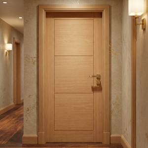 Juego de Puertas Interiores Modern Horizon de 3 Paneles con Acabado Liso en Chapa de Madera de Teca Natural y Marco a Juego - Product Image 4