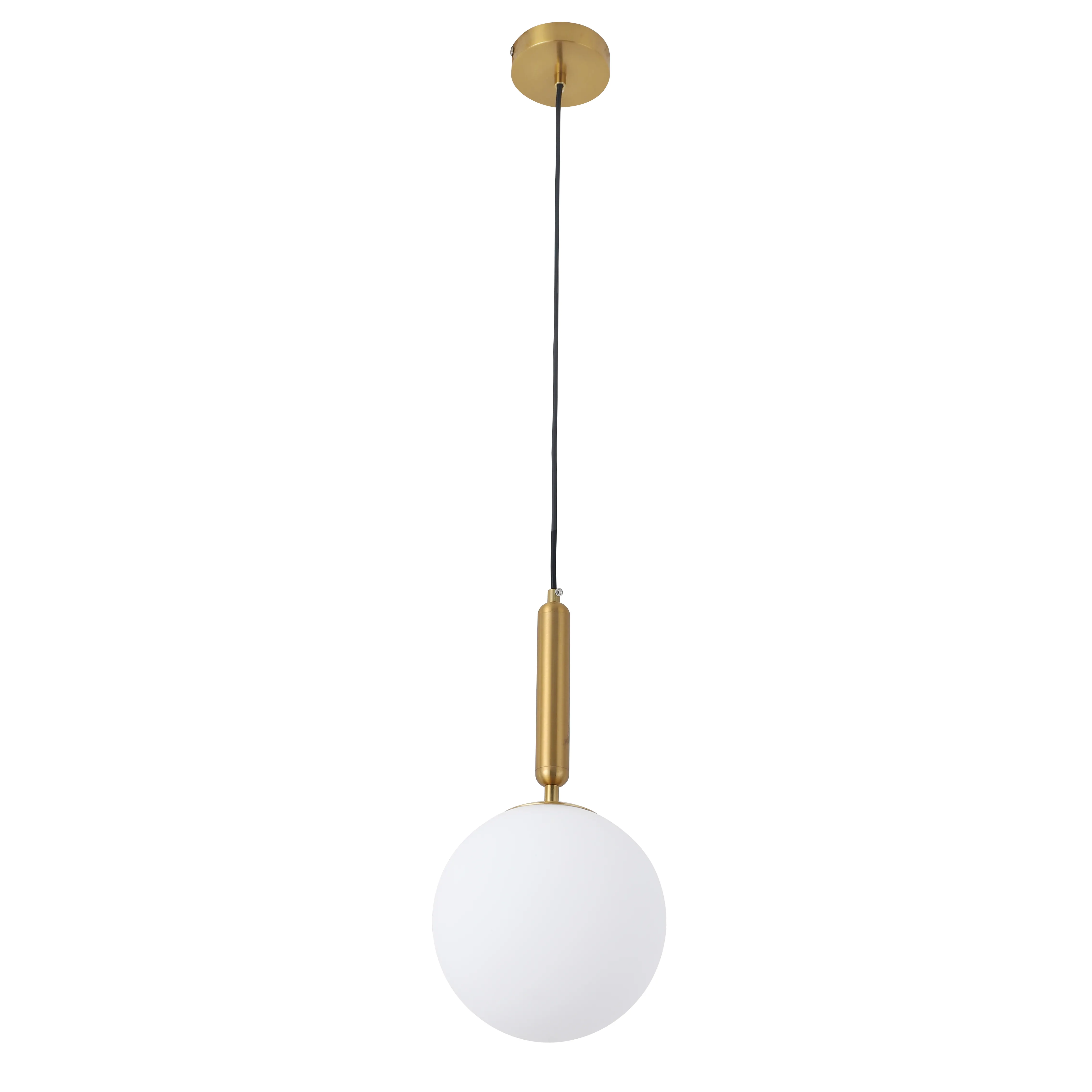 Hanging Pendant Light Industrial E27 White Glass Ball Shade Round Single Vintage Hanging Lamp Chandelier Pendant Ceiling Light