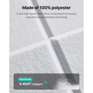 Lot de 12 panneaux acoustiques modernes auto-adhésifs ignifuges en mousse haute densité 30,5 x 30,5 x 1 cm pour absorption acoustique des murs de salon - Product Image 5