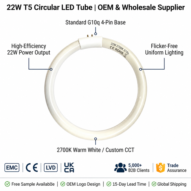 22W 2700K Round T5 Ring Tube LED Light Fluorescent Daylight Lamp Replacement with Magnifying Feature Circular Bulb Ring Lamp