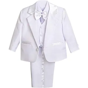 Baby Boy' 5 Pcs Set Formal Tuxedo Suits No Tail Wedding Christening Outfits