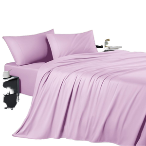 Juego de sábanas King de 4 piezas sábanas de bambú derivadas de rayón refrescante 16 "bolsillo profundo transpirable suave Hotel ropa de cama sedosa - Product Image 5