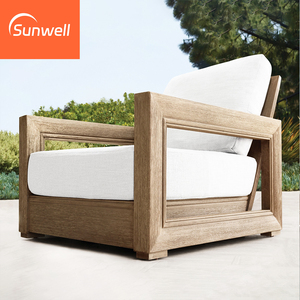 Luxus Outdoor Möbel <span class=keywords><strong>Lounge</strong></span> Set Garten Sofas Wasserdichte Teakholz Freizeit Patio Sofa Sets mit Couch tisch - Product Image 5