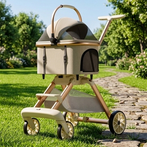 Poussette pliable tout-terrain <span class=keywords><strong>pour</strong></span> chiens, en alliage d'aluminium léger, double usage, pliage à un bouton, 4 roues, vente en gros d'usine - Product Image 6