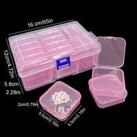 Boîte en plastique transparente de grande taille en gros avec 14 petites boîtes colorées pour le rangement de bijoux, d'outils à ongles et d'accessoires