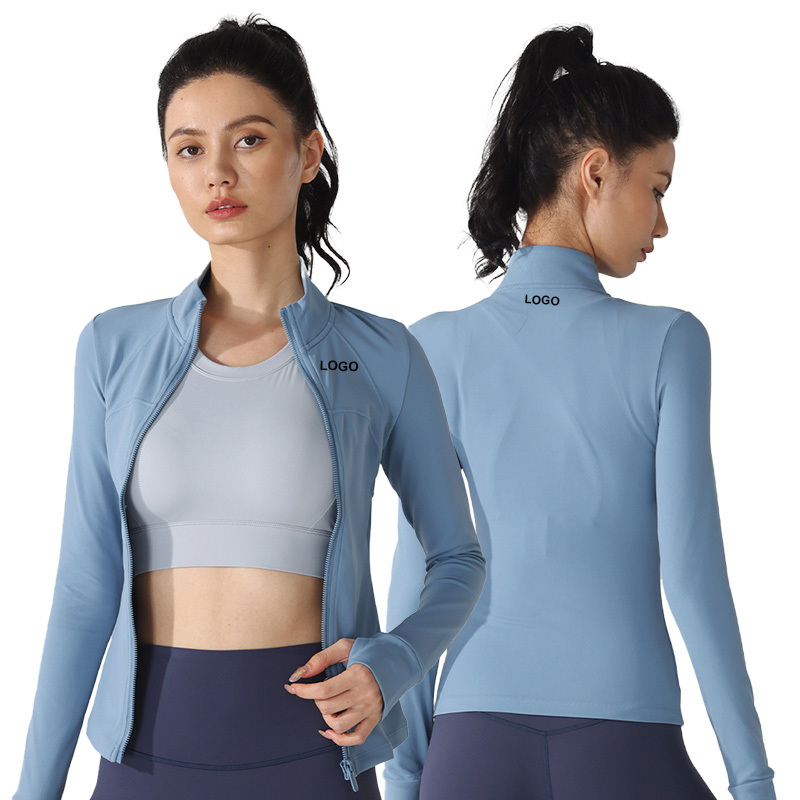 YC166 Women Stand Collar Plush Yoga Clothing Sports Top Tight Waist Yoga Jacket Zipper Fitness Clothing Long Sleeves