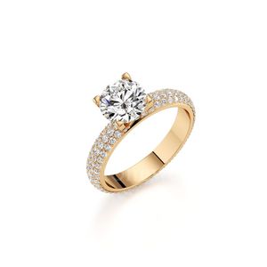 แหวนทองแบบสายเดี่ยวตลอดกาลโดยหินวงต่อเนื่องของเพชรดั้งเดิมพราวพร้อมแกนกลางไพ่คนเดียว - Product Image 2