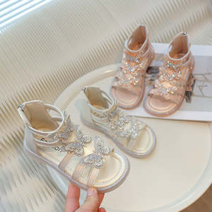 Sandalias de Verano para Niñas, Estilo Coreano, con Lazo, Zapatos de Playa de Princesa, Plantilla de PU Suave, Transpirables, Sandalias Romanas Planas para Niñas - Product Image 5
