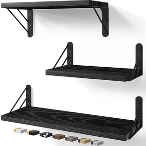 Wall Mounted <b>Shelf</b> Wooden Panel Iron <b>Bracket</b> 100x60cm Heavy Duty Storage For Living Room Bedroom - Product Image 2