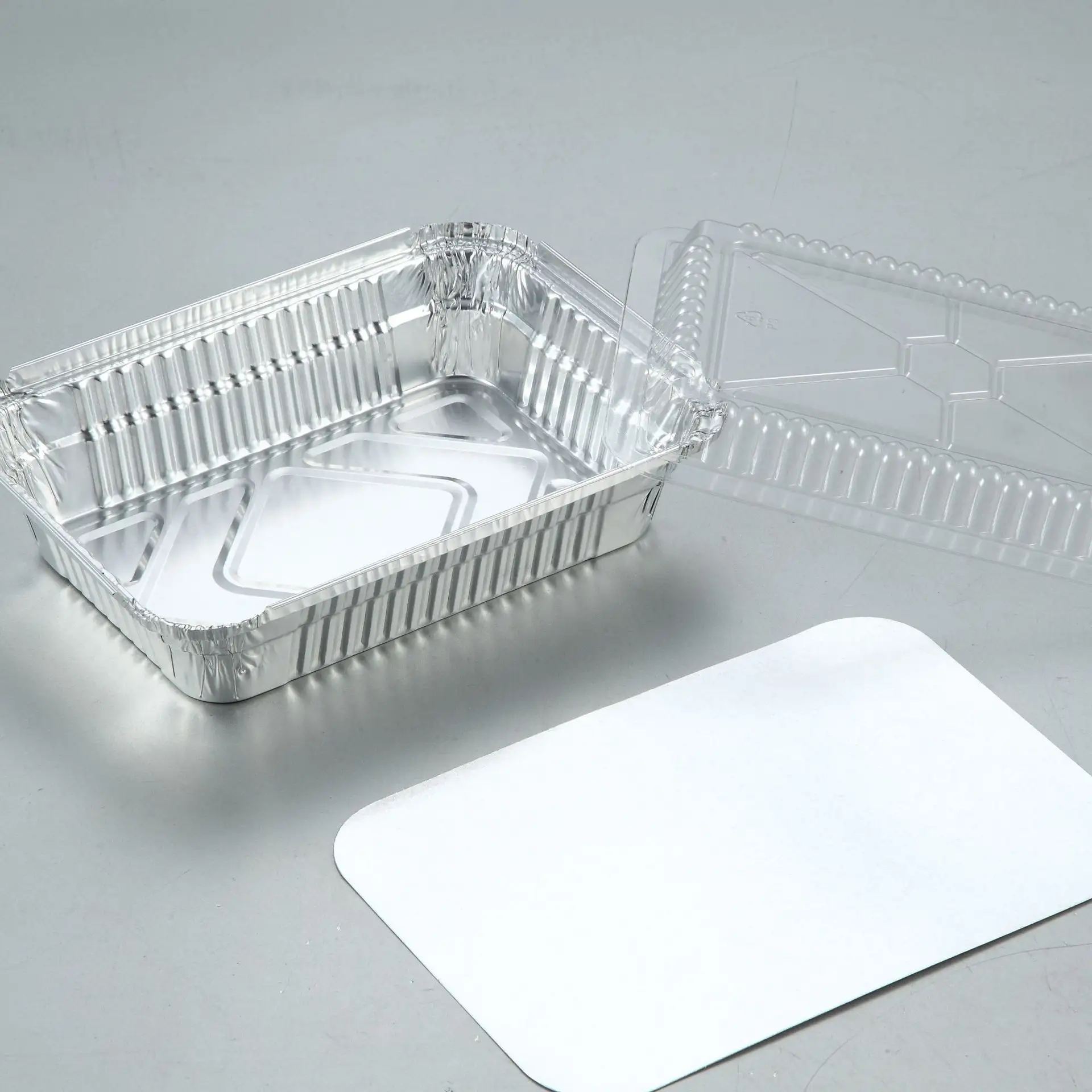 Одноразовый лоток для упаковки пищевых продуктов из алюминиевой фольги с пластиковыми крышками