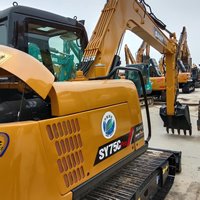 Pelle hydraulique Sany SY75C Pro d'occasion à forte force de creusement, moteur Isuzu, poids opérationnel de 7 tonnes, flèche renforcée pour la préparation de sites résidentiels