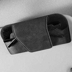 Organizador multifuncional <span class=keywords><strong>para</strong></span> visera de coche con soporte <span class=keywords><strong>para</strong></span> gafas de sol, clip de almacenamiento interior de coche de cuero premium <span class=keywords><strong>para</strong></span> gafas y accesorios. - Product Image 2