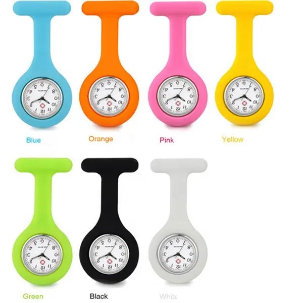 Cadeau promotionnel en caoutchouc Silicone médecin montre de poche Clip broche sein infirmière FOB montre