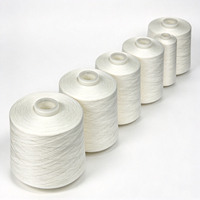 Benang Jahit Polyester Staple Spun Putih Mentah 100% untuk Mesin Jahit, Pasokan Pabrik