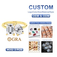 Bague de fiançailles personnalisable pour femme, bijoux en moissanite taille émeraude VVS, bague en diamant moissanite