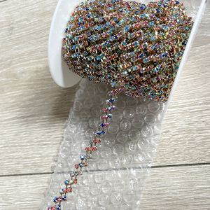 Hot <span class=keywords><strong>B</strong></span>án Pha Lê Đá Kim Loại Cắt Tỉ<span class=keywords><strong>a</strong></span> Ribbon Sew-On Rhinestone Brass Cup Chain Cho Váy Cưới Phụ Kiện May Mặc - Product Image 4