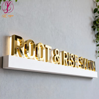Enseignes LED personnalisées pour réception d'entreprise, signalétique 3D en acier inoxydable, enseigne de devanture de magasin rétroéclairée, affichage de logo métallique en lettres LED en relief
