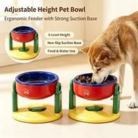 Gamelle surélevée ergonomique pour animaux de compagnie en ABS avec ventouse, hauteur réglable sur 3 niveaux, forte aspiration, anti-renversement, pour chats