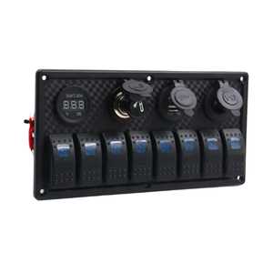 แผงสวิตช์โยกแบบมีไฟแสดงสถานะ Yuhe 8 ช่อง เปิด-ปิด พร้อมไฟ LED คู่ 12V ช่องเสียบไฟกันน้ำ 5V 3.1A พร้อมโวลต์มิเตอร์ในตัว สำหรับเรือ - Product Image 6