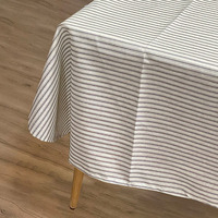 Nappe carrée en lin tissé rayé, moderne, durable, écologique, personnalisable, imperméable et anti-taches pour salle à manger, cuisine et fêtes