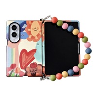 Coque de téléphone pliable antichoc en PC à motif cœur style peinture à l'huile pour Samsung Z Flip 8 /7/6/5/4/3 et Z Fold8