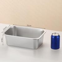 LIYUNDA Vente d'usine 201 Taille complète Rectangle en acier inoxydable 32*22 Métal Contenant alimentaire Plateau de service profond pour hôtel