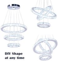 Lustre en cristal multi-anneaux, luminaire suspendu LED, plafonnier, lustre pour projet commercial, restaurant, chambre à coucher