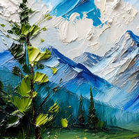 Peinture à l'huile sur toile de coton peinte à la main 40x60cm, motif ruisseau alpin, texture épaisse impasto, art mural pour la décoration intérieure