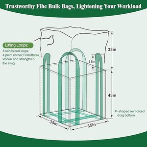 <b>Bulk</b> <b>Bag</b> 2 Ton 35.4"L X 35.4"W X 43.3"H 4400lbs Safety Factor Woven PP Square Bottom Disposable Agriculture Use <b>Bags</b> - Product Image 2