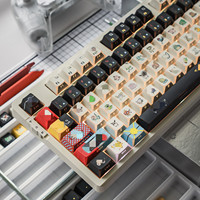 Clavier mécanique à 131 touches avec interrupteurs MX, profil Cherry, touches PBT gravées latéralement, effet d'ombre sur le thème du jeu, translucides et angulaires