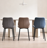 Chaise de salle à manger contemporaine en cuir avec pieds en métal, design scandinave, pour cuisine, restaurant, usage domestique, chaise de salle à manger pour cuisine