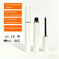 Tube d'eye-liner blanc mat personnalisé, flacon vide pour eye-liner liquide, embout de pinceau fin, emballage cosmétique, logo OEM