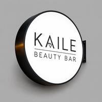 Panneau publicitaire double face en aluminium sur mesure pour extérieur, avec éclairage LED rond et projection, idéal pour la publicité en gros