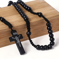 Chapelet Catholique à Croix en Gros, Chapelet en Bois d'Ambre, Tasbih Musulman Islamique, Perles de Chapelet, Collier Jésus, Bijoux de Mode