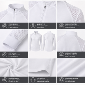 Fabricantes de Ropa Ecuestre para Niños, Camiseta de Malla para Montar a Caballo, Manga Larga, Cierre de Cremallera de un Cuarto, Protección UV, Top para Competencia - Product Image 3