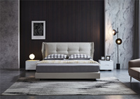 Vente en gros Lit King contemporain pour chambre à coucher en bois massif avec tissu et métal pliable et gonflable