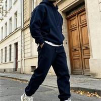 Setelan Hoodie dan Celana Panjang Gaya Amerika, Model Longgar, 2 potong, polos, tanpa merek (Cut Out Middleman)