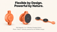 Chargeur sans fil magnétique pliable 3-en-1 15W à charge rapide avec PD pour smartphones, montres connectées et écouteurs, entrée Type-C